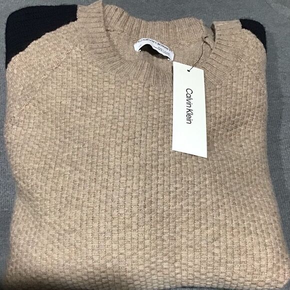 CALVIN KLEIN Cashmere WOOL Men’s Color-blocked Sweater Large - Picture 7 of 8